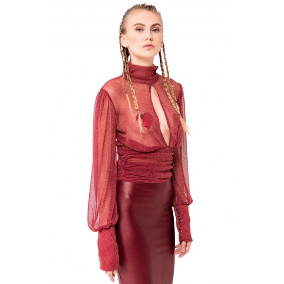 KIKI RIKI  SHEER V-NECKLINE BLOUSE 🆕 - Picture 8 of 8